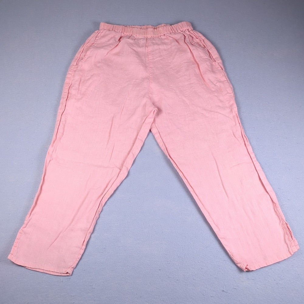 Vintage FLAX Jeanne Engelhart Linen Pants Womens Small Pink Relaxed Lagenlook